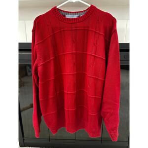 Oscar de la Renta Cotton Knit Sweater, Red, XL